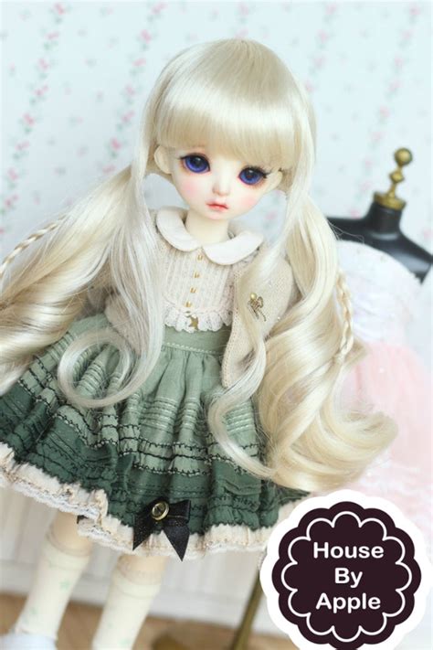 Bjd Cute Light Gold Long Pigtails Hair Imitation Mohair Wig Etsy Hong