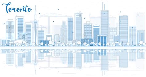 Descriva L Orizzonte Di Toronto Con Le Costruzioni Blu E Le Riflessioni