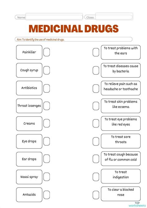 Medicinal Drugs Interactive Worksheet Topworksheets