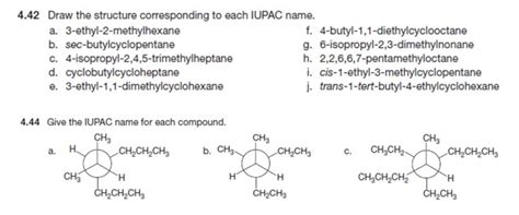 Solved 4 42 Draw The Structure Corresponding To Each Iupac