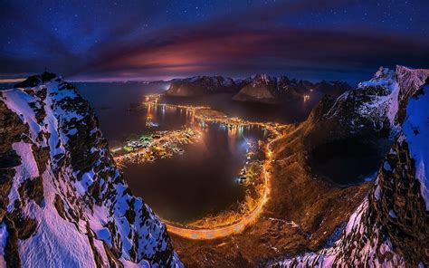 Fondos De Pantalla Paisaje Luces Mar Paisaje Urbano Bah A Noche