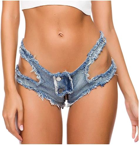 Zyueer Short Jeans Femme Short En Jean Taille Basse Dechiré Troué Sexy