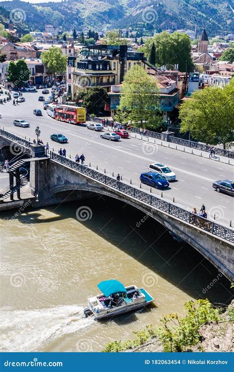 Metekhi Bridge Over the Kura River in Tbilisi, Connects the Historic ...