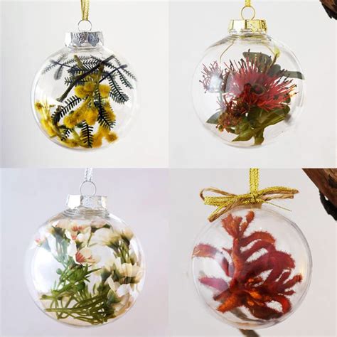 Set Of 4 Australian Native Flowers Christmas Baubles Artificial Flower Baubles Australian