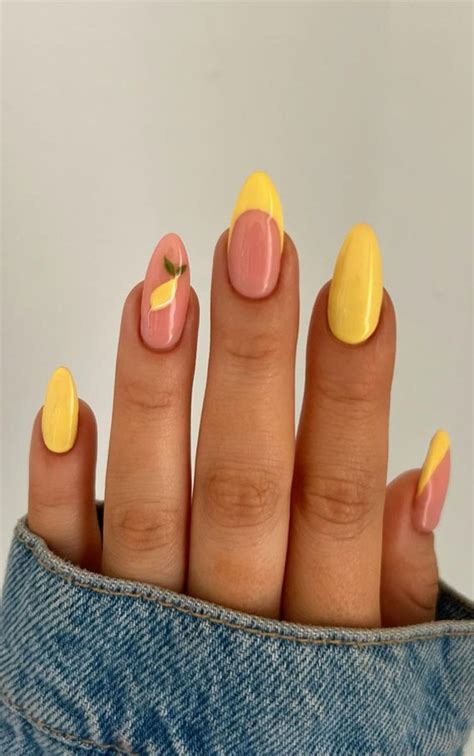 Refreshing Nail Art Inspired By Zesty Summertime Citrus Fruit Bright Yellow French Lemon