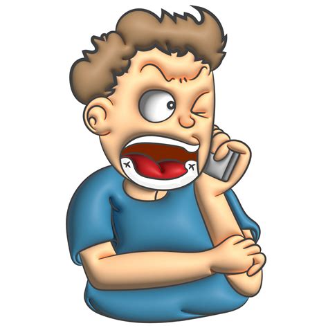 Funny face cartoon man talking phone gesture 26803728 PNG