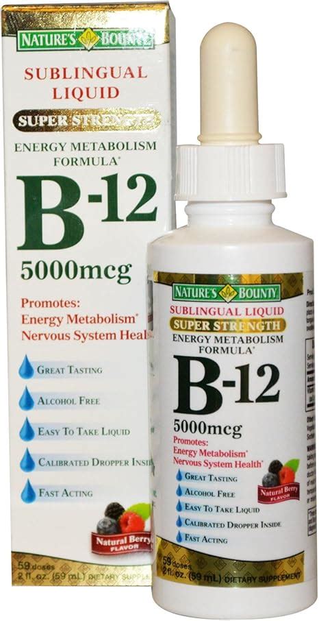 Nature S Bounty B 12 5000 Mcg Sublingual Liquid Energy Health 2 Oz Pack Of 2