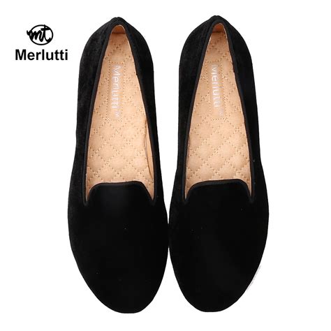 Women Plain Black Velvet Loafers - Merlutti