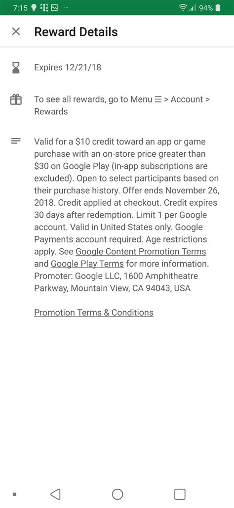 $10 credit on $30 purchase showing up on Google Play store. Does work