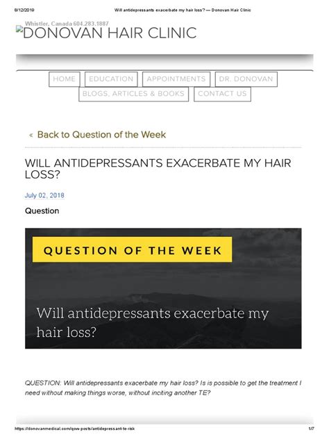 Will Antidepressants Exacerbate My Hair Loss Donovan Hair Clinic Pdf