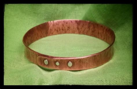 Something New Hammered And Riveted Copper Bracelet Rivets Are Silver