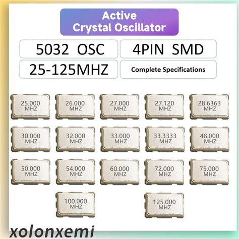 5pcs SMD 5032 Active Crystal Oscillator OSC 4Pin 25MHZ 27MHZ 30MHZ