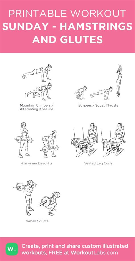 SUNDAY HAMSTRINGS AND GLUTES Illustrated Exercise Plan Created At