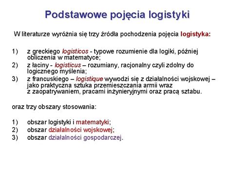 Program Przedmiotu Istota I Przedmiot Logistyki Podstawowe Pojcia