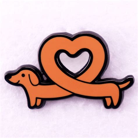 Dachshund Heart Enamel Pin Distinct Pins