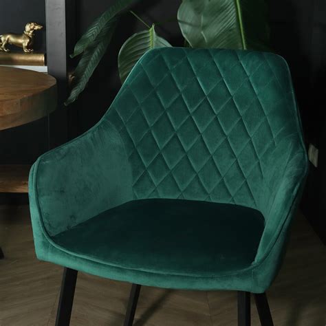 Eetkamerstoel Met Armleuning Yurgan Velvet Groen Aq Living