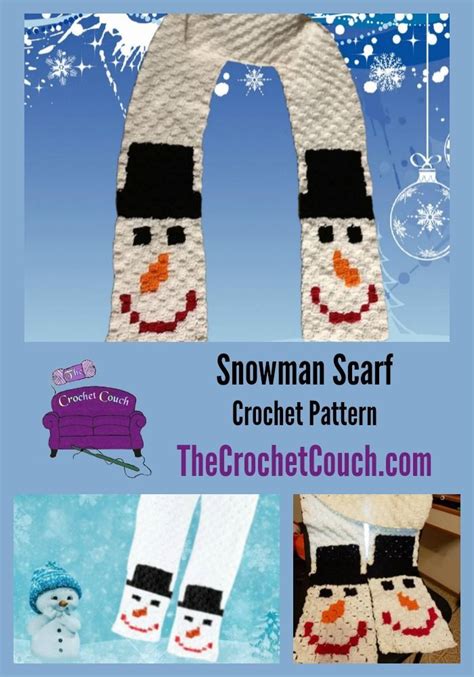 Snowman Scarf C2c Crochet Pattern Snowman Scarf Crochet Patterns