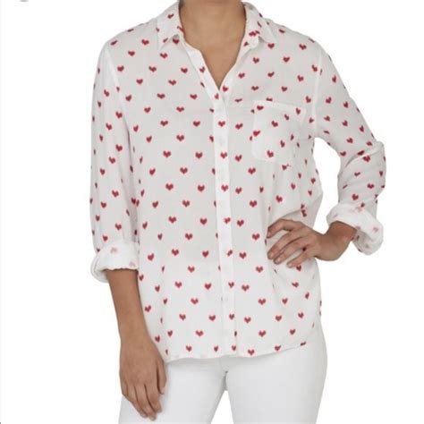 Beachlunchlounge Tops Beach Lunch Lounge Red Heart Button Down