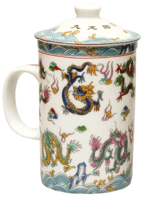 Chinese Porcelain Tea Cup (with Lid & Removable Strainer) – Dragons ...