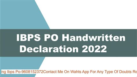 Ibps Po Handwritten Declaration Format Youtube