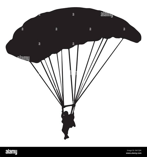 Vector Illustration Of Skydiving Parachuting Silhouette Stock Vector