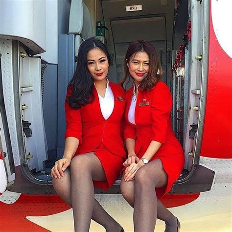 Airasia Cabincrew Flight Attendant Fashion Sexy Flight Attendant Sexy Stewardess