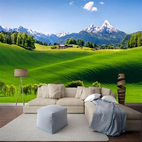 Custom 3d Wall Mural Fresh Green Pastoral Scenery Photo Wallpaper Living Room Bedroom Backdrop