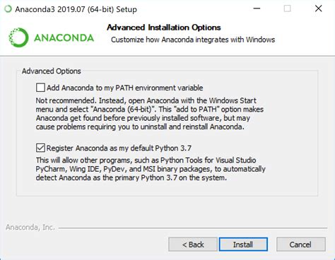 Установка anaconda python windows