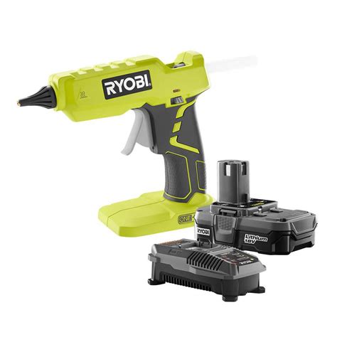 Ryobi 18-Volt One+ Lithium-Ion Full Size Glue Gun Kit with One 1.3Ah ...