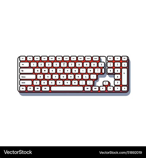 White keyboard cartoon with red border Royalty Free Vector