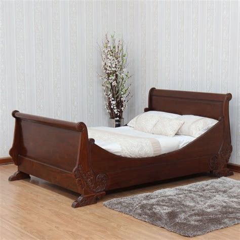 This French Style Sleigh Bed Is Hand Crafted From Mahogany And Features