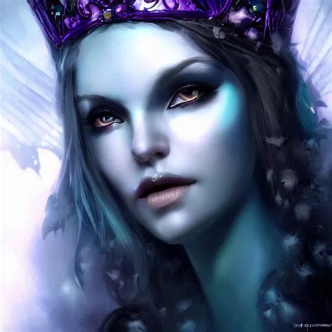 Detailed Portrait Of A Dark Fairy Queen Crown Wings Stable