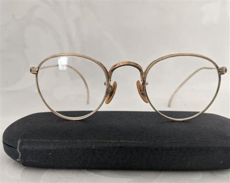 Antique Bausch And Lomb Rx Round Wire Eyeglass Frame 12k Gold Filled Cable Temple Round Wire