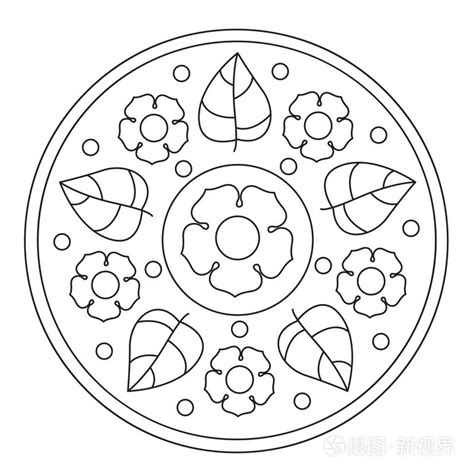 着色简单花曼陀罗插画 正版商用图片0rf28p 摄图新视界