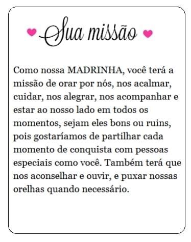 Manual da Madrinha Missão Dia das madrinhas Convite padrinhos