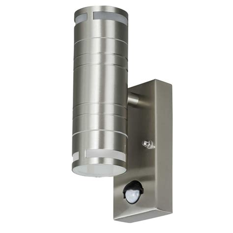 Searchlight Gu10 Up And Down Led Wall Light With Pir Stainless Steel