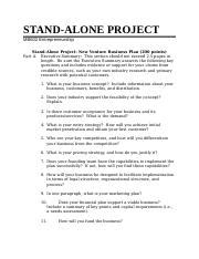 Stand Alone Project Notes Docx STAND ALONE PROJECT MB602