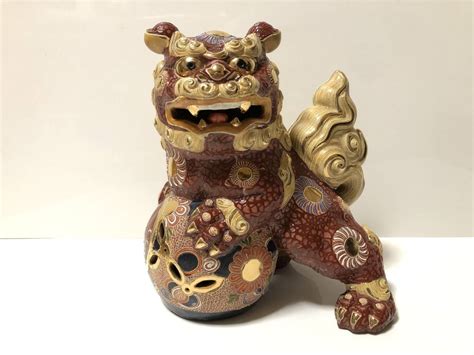 九谷焼 シーサー 玉獅子 狛犬 金彩 置物 縁起物 魔除け 26cm 訳あり和風｜売買されたオークション情報、yahooの商品情報を