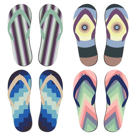 Set Of Beach Slippers Colorful Summer Flip Flops Over White Background 13899568 Vector Art At