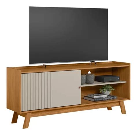 Rack Linea Brasil Rack Aurum Para Tv Hasta Nature Off White De Mdf