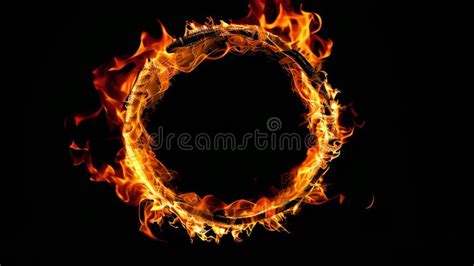 Ring Of Fire Burning On Black Background Stock Footage Video Of