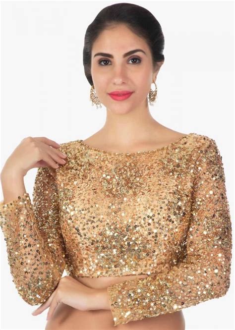 Gold Lehenga Choli With Sequins Embroidery Work Online Kalki Fashion Designer Saree Blouse