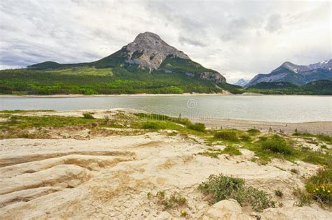 Landscape Of Barrier Lake With Mount Baldy In The Background