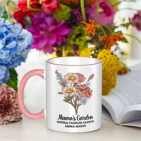 Personalized Grandmas Garden Ceramics Mug Custom Colorful Birth