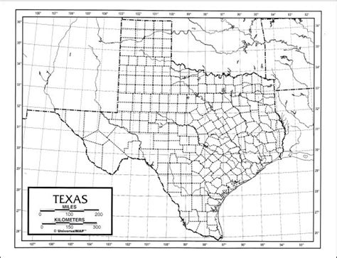 Texas Map Laminated Single 8 X 11 Universalmap