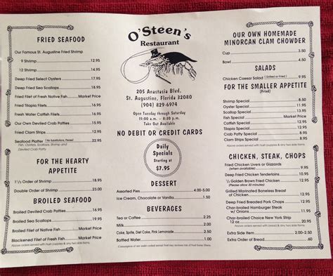 O Steen S Restaurant St Augustine Adventure