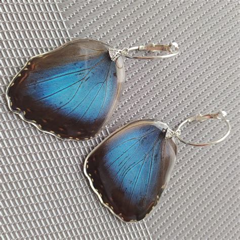 Butterfly Wing Earring Long Blue Earrings Made Of Blue Morpho Etsy