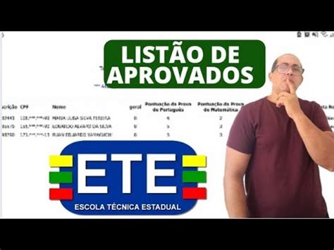 List O De Aprovados Ete Subsequente E Ead Youtube