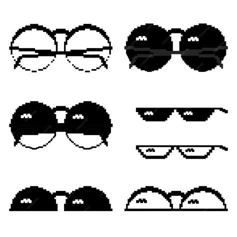 Premium Vector Pixelated Black Sunglasses For Gangster And Bandit Bad Guy Internet Meme On A