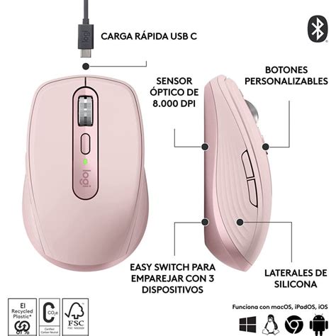 Logitech MX Anywhere 3S Ratón Inalámbrico Bluetooth Compacto Silencioso